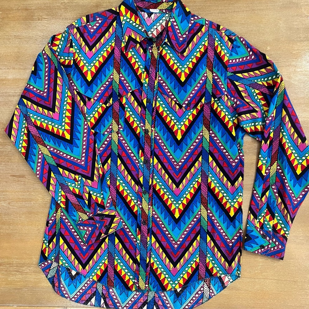 Vintage Vibrant Wrangler Multicolor Geometric Button Down Shirt